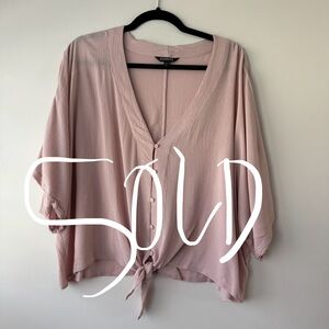 🚫SOLD🚫Express Blush Pink Tie-Front V-Neck Blouse